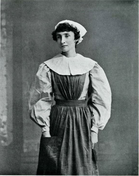 A black and white photo of Dame Grace Kimmins